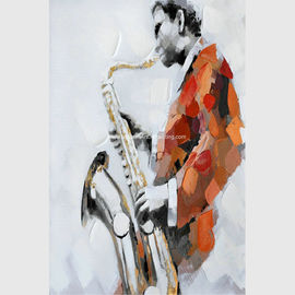 Tranh sơn dầu tùy chỉnh hiện đại trừu tượng nghệ thuật thủ công vải trang trí phòng kèn Saxophone