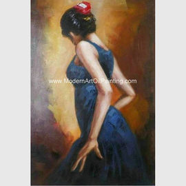 Vẽ tay Tranh sơn dầu Tây Ban Nha / Tranh nữ Vũ công Flamenco Nghệ thuật vải
