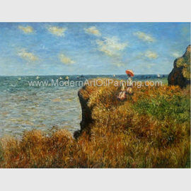 Sản xuất dầu của Claude Monet, Đi bộ trên vách đá với dầu Pourville trên vải 50 X 70 Cm