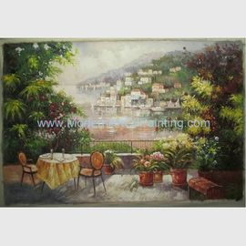 Tranh sơn dầu Handmade Canvas Địa Trung Hải Vải lanh Phong cảnh Vườn Tranh sơn dầu