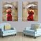 Tranh sơn dầu nghệ thuật hiện đại acrylic Trang trí tường nghệ thuật cô gái với váy đỏ trên vải