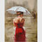 Tranh sơn dầu nghệ thuật hiện đại acrylic Trang trí tường nghệ thuật cô gái với váy đỏ trên vải