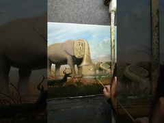 Bức tranh voi đầy màu sắc trừu tượng trên tường nghệ thuật canvas