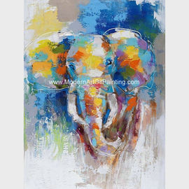 Tranh vẽ con voi đầy màu sắc trừu tượng trên vải / Động vật in tranh tường nghệ thuật