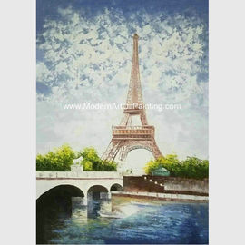 Bảng màu đương đại Tranh đồng hồ Tháp Eiffel được phủ bằng lớp nhựa dày