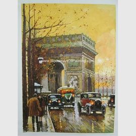 Cảnh đường phố Paris đương đại Bức tranh sơn dầu Khải Hoàn Môn trên vải