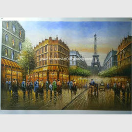 100% làm bằng tay Paris Tranh sơn dầu Bảng màu Dao Tháp Eiffel Phong cảnh Paris trên vải