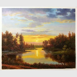 Bức tranh sơn dầu thiên nhiên cổ điển phong cảnh hoàng hôn Bức tranh phong cảnh với dòng suối