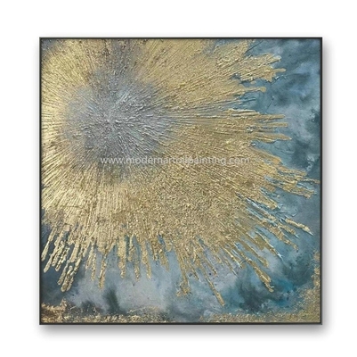Tranh Canvas nghệ thuật trừu tượng làm bằng tay bằng vàng để trang trí tường Giáng sinh 80 cm x 80 cm
