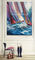 Bảng màu trừu tượng Tranh vẽ thuyền buồm, Vẽ tay Nghệ thuật vải dầu dày