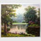 Bức tranh phong cảnh hiện đại đương đại bằng tay màu xanh lá cây Tản bộ bên hồ của nghệ sĩ nổi tiếng