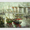 Những chiếc thuyền vẽ tay tươi sáng Bức tranh sơn dầu ở thủy triều thấp, nghệ thuật canvas trừu tượng hiện đại